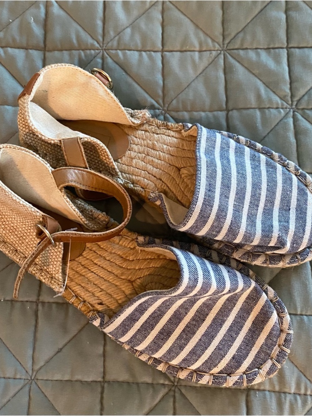 Massimo Dutti Blue and White Striped Espadrille Sandals for Kids